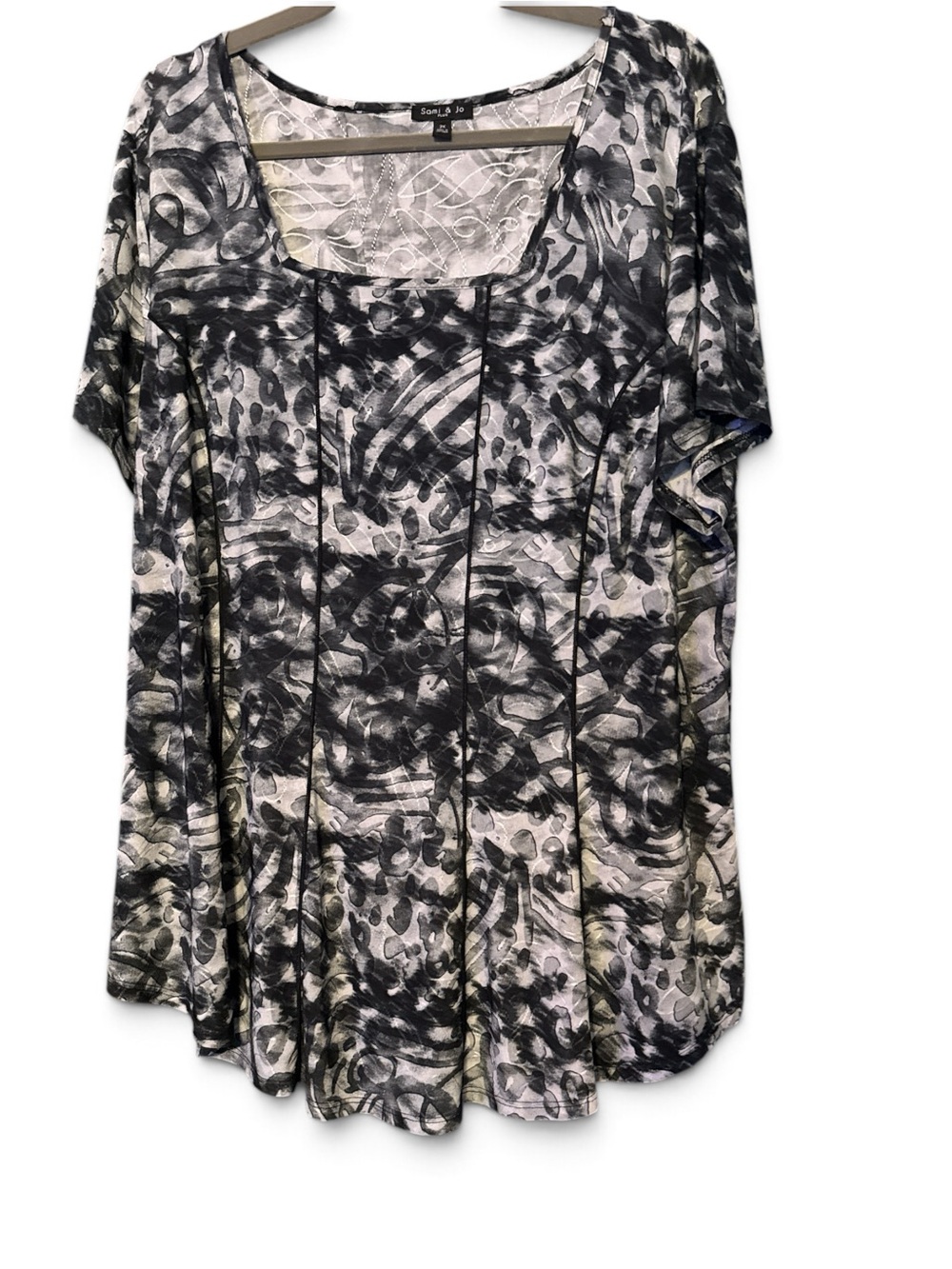 Sami & Jo Plus Size 2X Black Gray Abstract Print Tunic Top